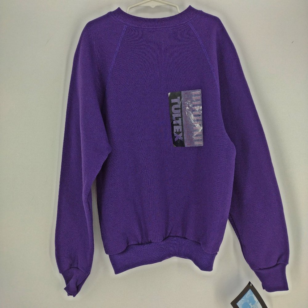 Vintage Deadstock Tultex Made In USA Purple Raglan Sleeve Crew Neck Sweatshirt